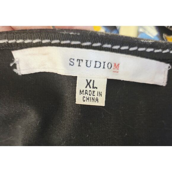 Studio M Black Space Dye 3/4-Sleeve Front Patch Pockets Tunic Size XL - Picture 2 of 6